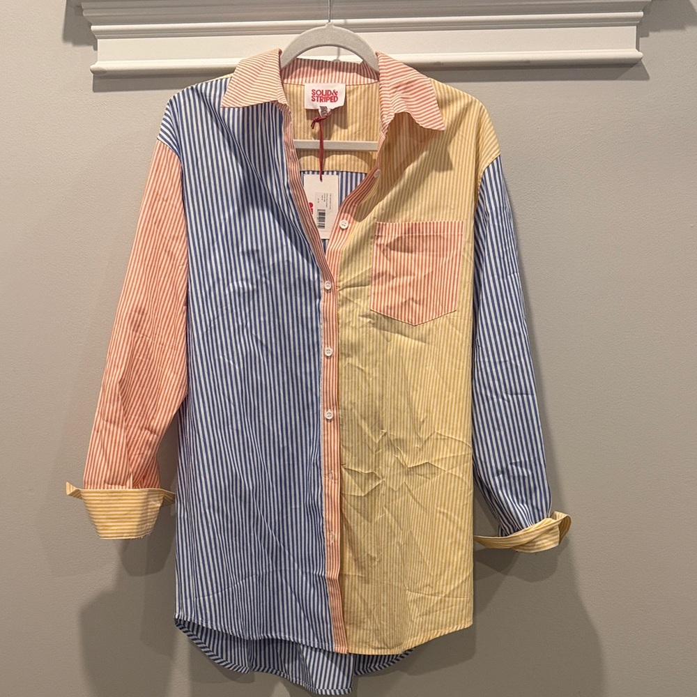 SOLID & STRIPED Multicolor Button Down Shirt great as swim coverup